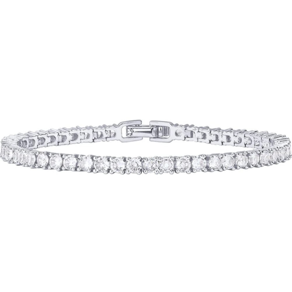 White Gold Tennis Bracelet • 4mm CZ Stones • Premium Shine